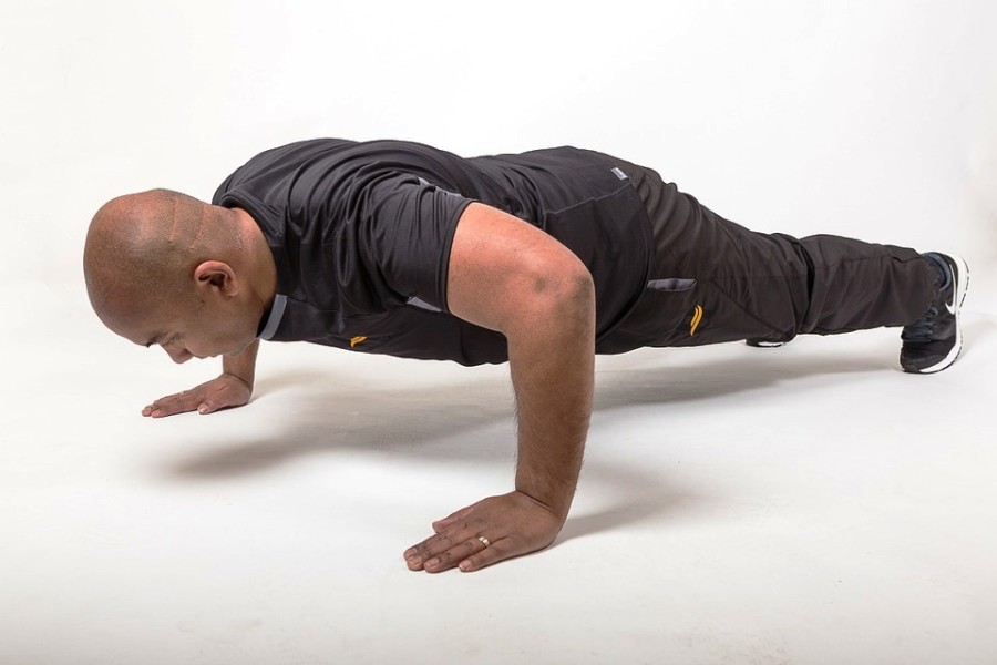 man doing push up